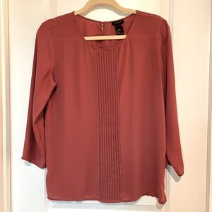 Ann Taylor Small Burnt Orange Rose Colored 3/4 Length Sleeve Blouse